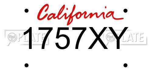 1757XY California License Plate