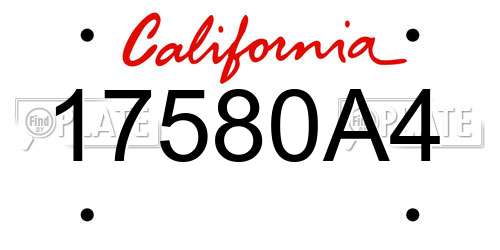 17580A4 California License Plate