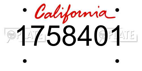 1758401 California License Plate