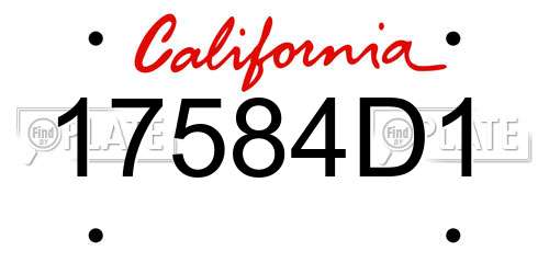 17584D1 California License Plate