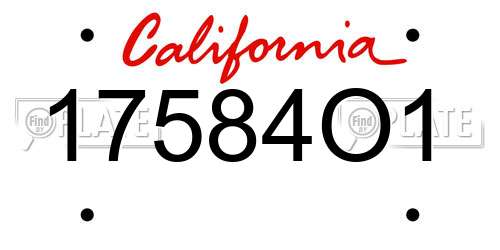 17584O1 California License Plate