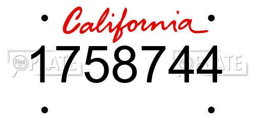1758744 California License Plate