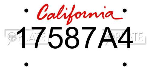 17587A4 California License Plate