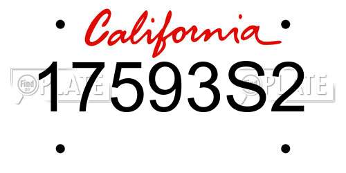 17593S2 California License Plate