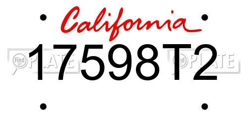17598T2 California License Plate