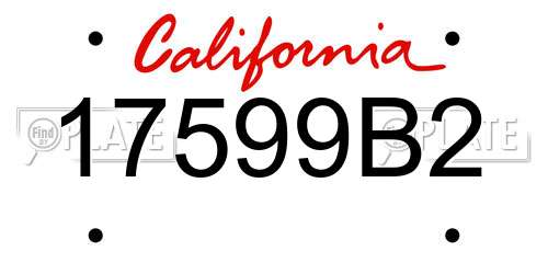 17599B2 California License Plate