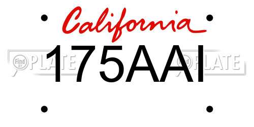 175AAI California License Plate