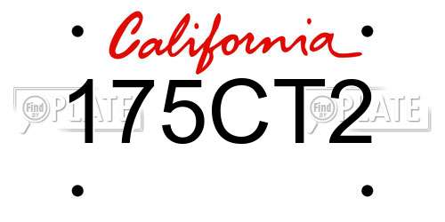 175CT2 California License Plate