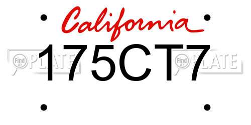 175CT7 California License Plate