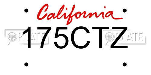 175CTZ California License Plate