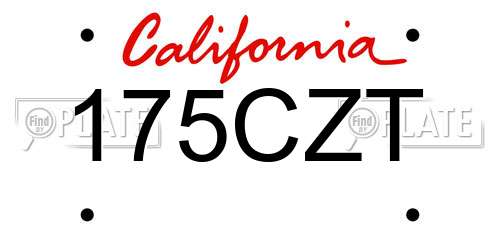 175CZT California License Plate