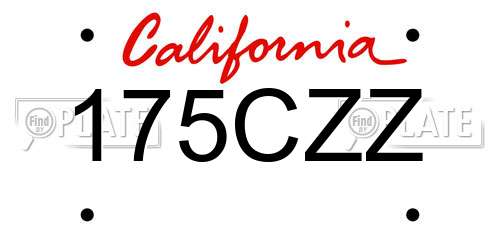 175CZZ California License Plate