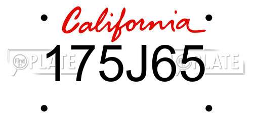 175J65 California License Plate