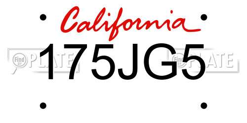 175JG5 California License Plate