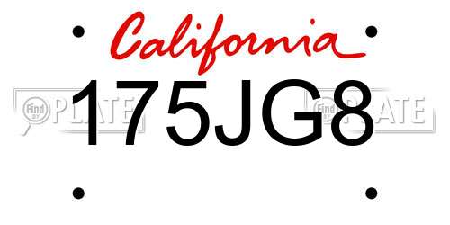 175JG8 California License Plate