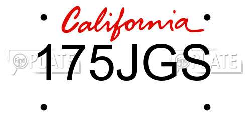 175JGS California License Plate