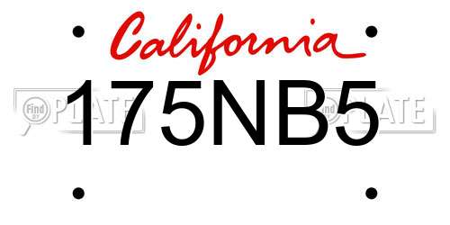 175NB5 California License Plate