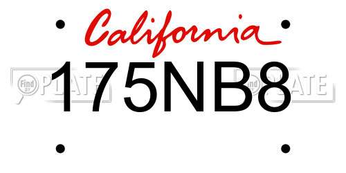175NB8 California License Plate
