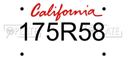 175R58 California License Plate