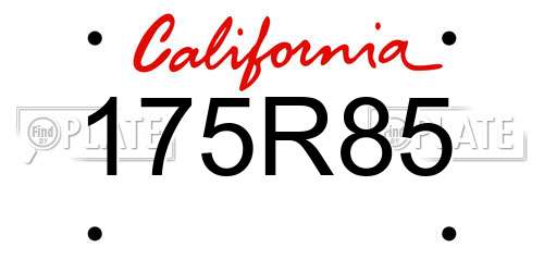 175R85 California License Plate