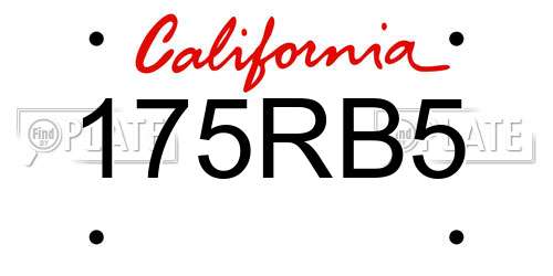 175RB5 California License Plate