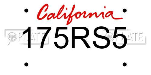 175RS5 California License Plate