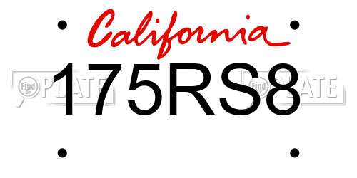 175RS8 California License Plate