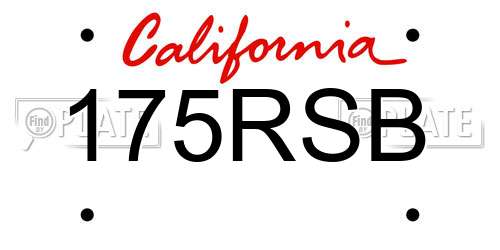 175RSB California License Plate