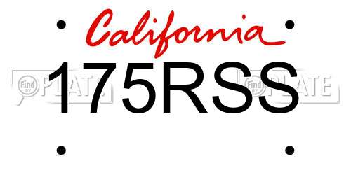 175RSS California License Plate