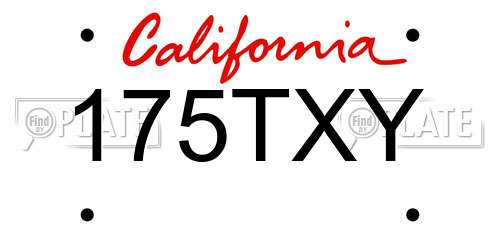 175TXY California License Plate