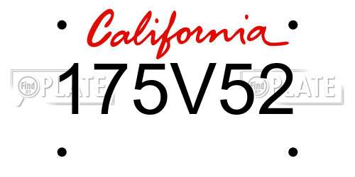 175V52 California License Plate