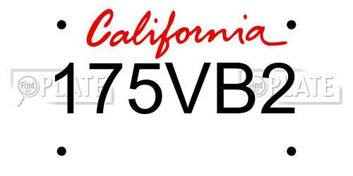 175VB2 California License Plate