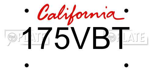 175VBT California License Plate
