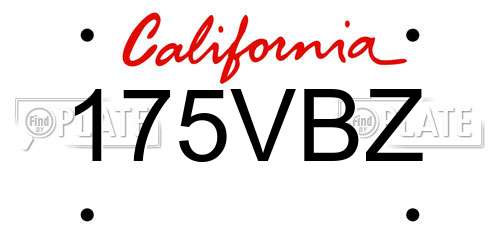 175VBZ California License Plate