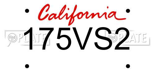 175VS2 California License Plate