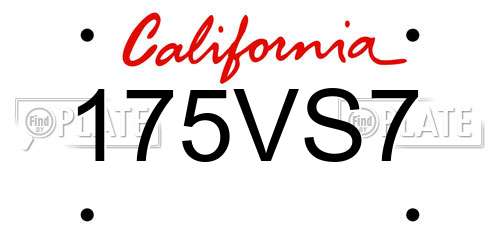 175VS7 California License Plate