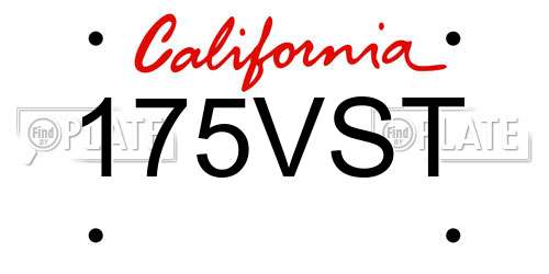 175VST California License Plate