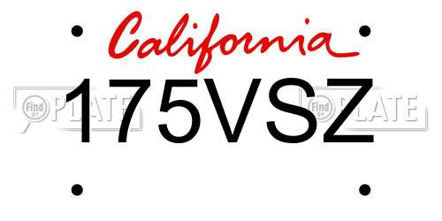 175VSZ California License Plate