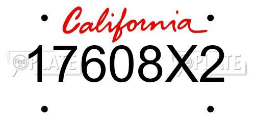 17608X2 California License Plate