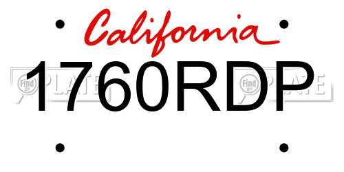1760RDP California License Plate