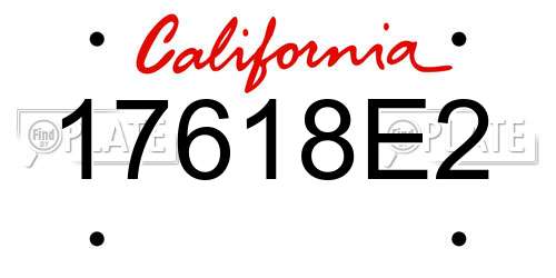 17618E2 California License Plate