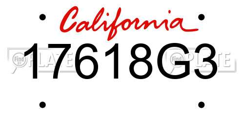 17618G3 California License Plate