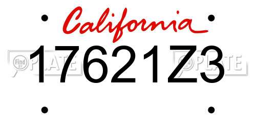 17621Z3 California License Plate