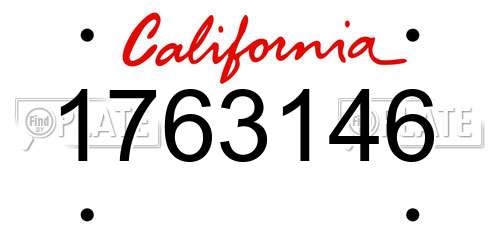 1763146 California License Plate