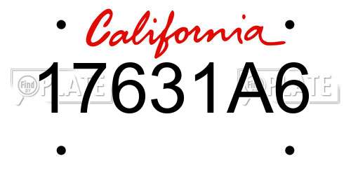 17631A6 California License Plate