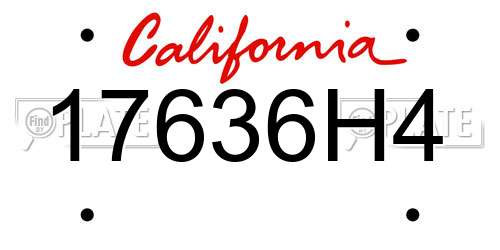17636H4 California License Plate