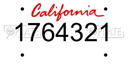 1764321 California License Plate