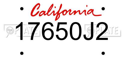 17650J2 California License Plate