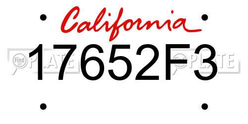 17652F3 California License Plate