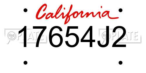 17654J2 California License Plate